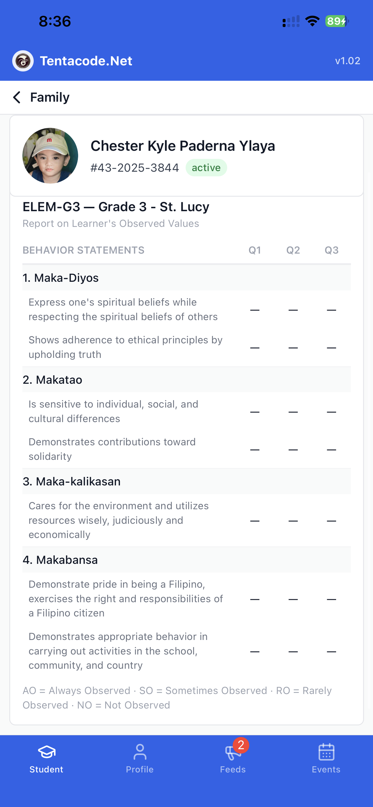 School Management app — documents screen